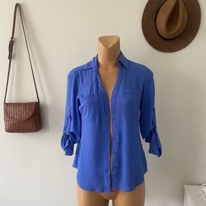 Express Portofino Shirt Button Down Royal Blue